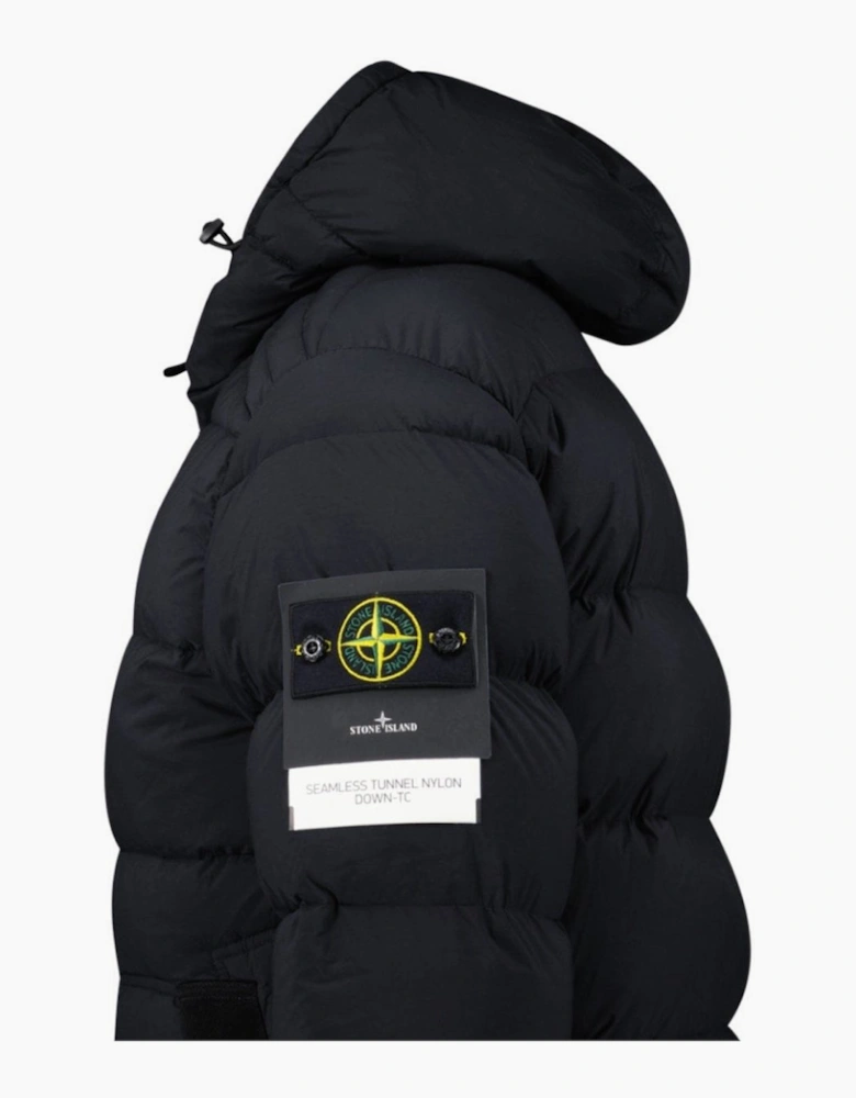 Stone Island Hooded Puffer Jacket In Seamless Tunnel Nylon Black