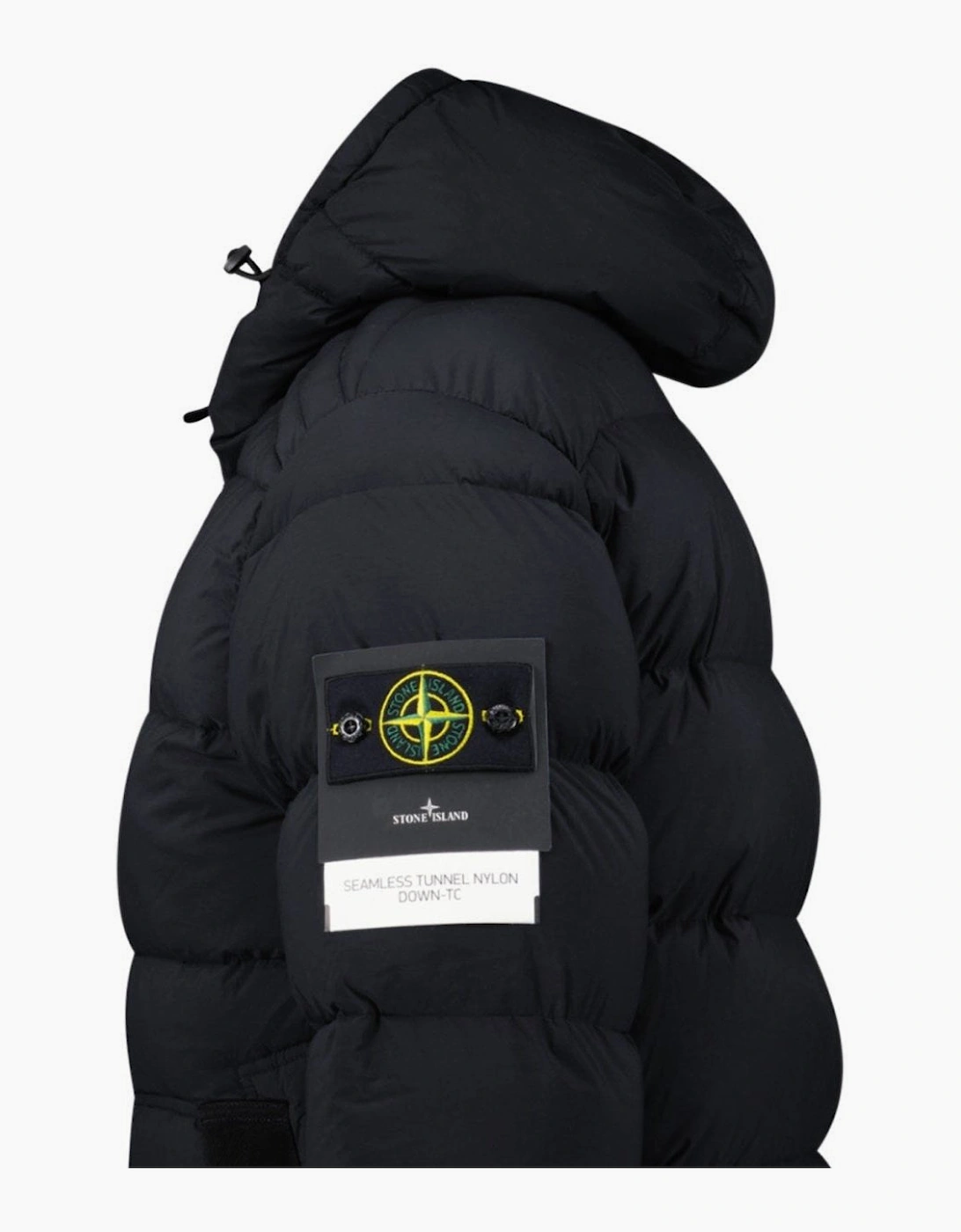 Stone Island Hooded Puffer Jacket In Seamless Tunnel Nylon Black
