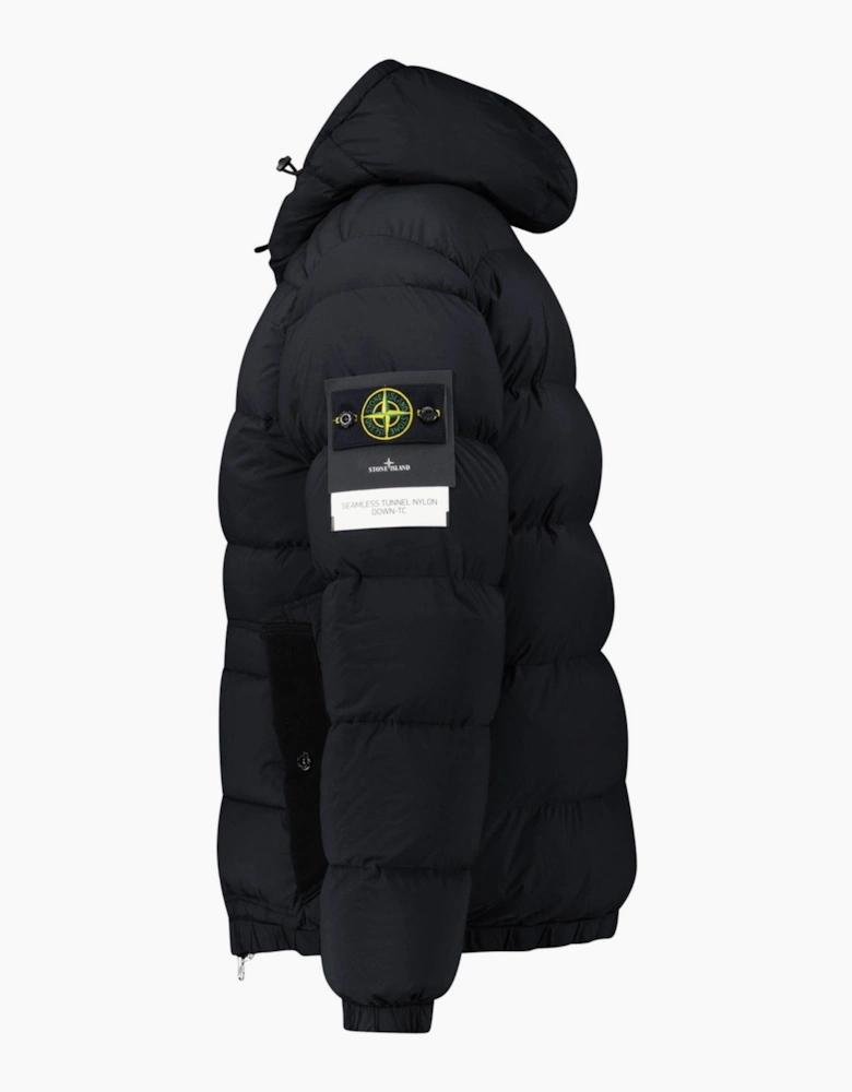 Stone Island Hooded Puffer Jacket In Seamless Tunnel Nylon Black