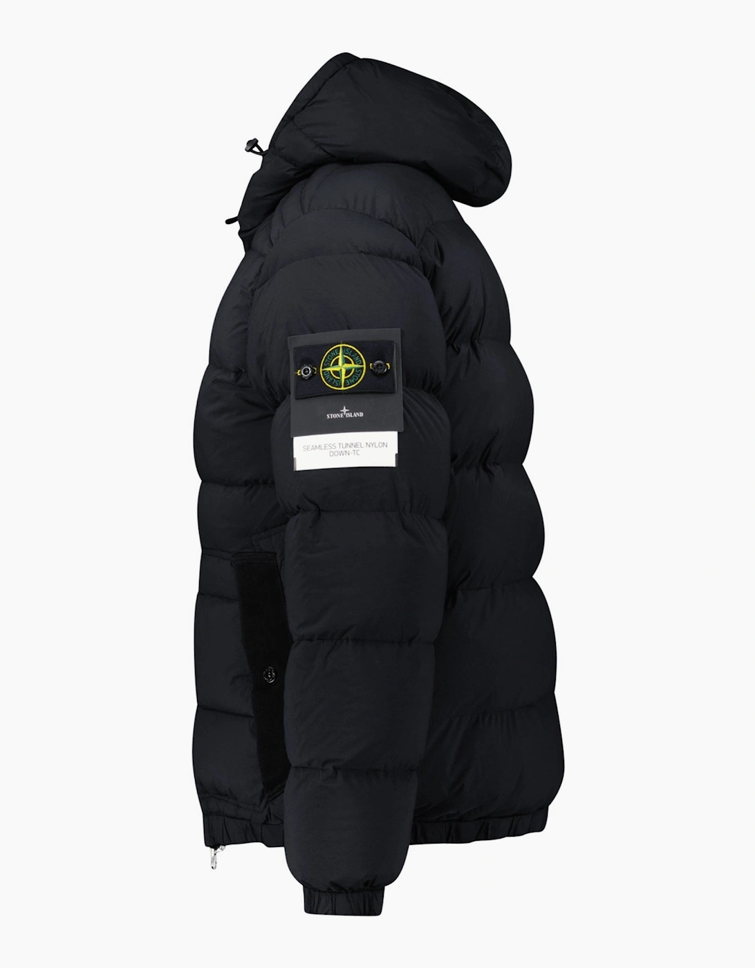 Stone Island Hooded Puffer Jacket In Seamless Tunnel Nylon Black