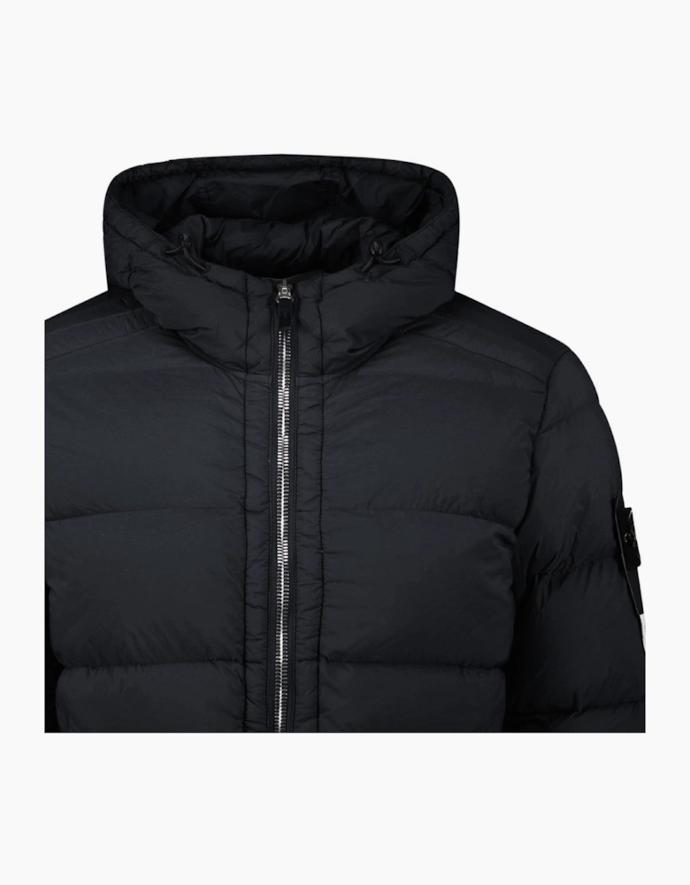 Stone Island Hooded Puffer Jacket In Seamless Tunnel Nylon Black