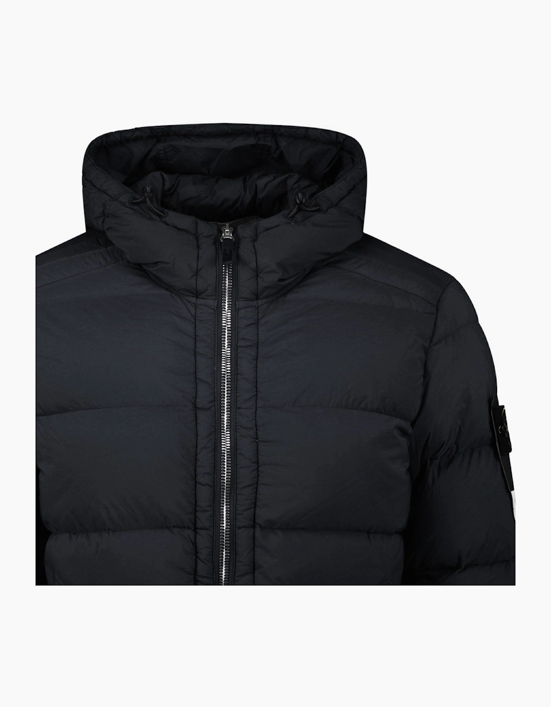 Stone Island Hooded Puffer Jacket In Seamless Tunnel Nylon Black