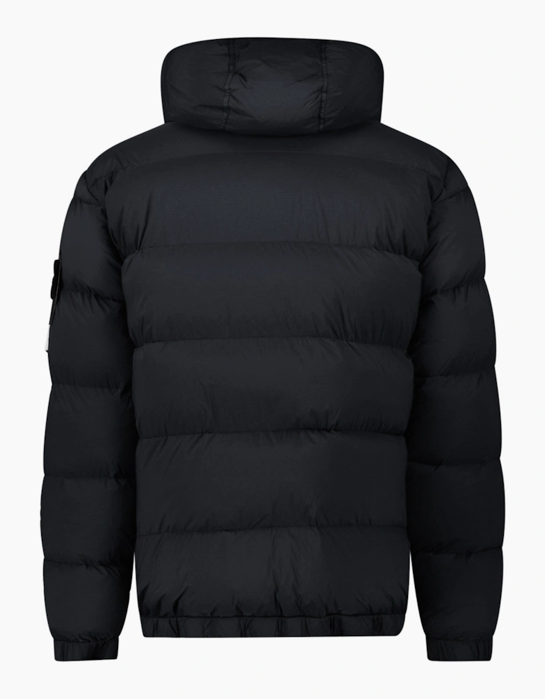 Stone Island Hooded Puffer Jacket In Seamless Tunnel Nylon Black