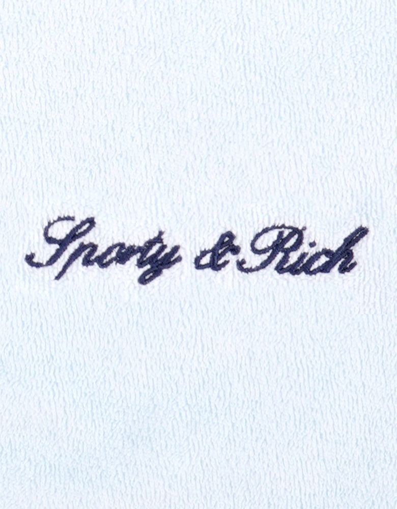 Sporty & Rich Kids Signature Logo Terry Shorts in Blue