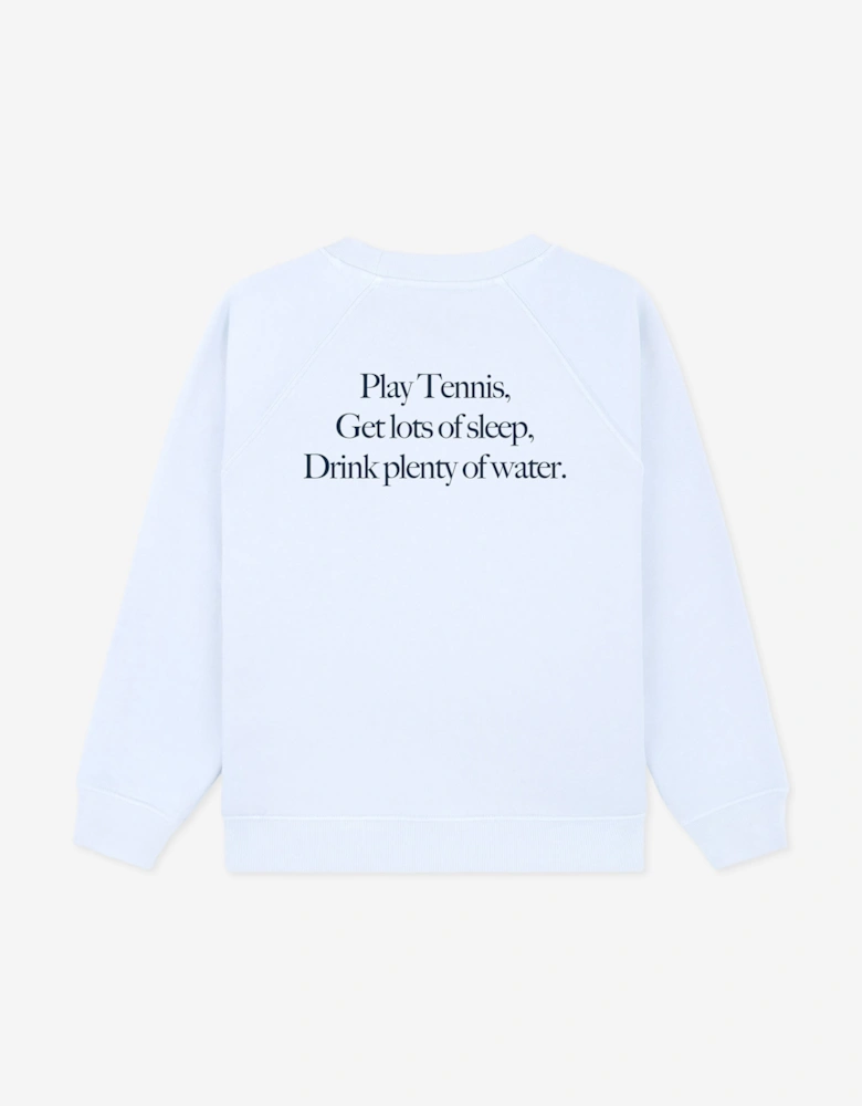 Sporty & Rich Kids Play Tennis Crewneck Sweatshirt in Blue