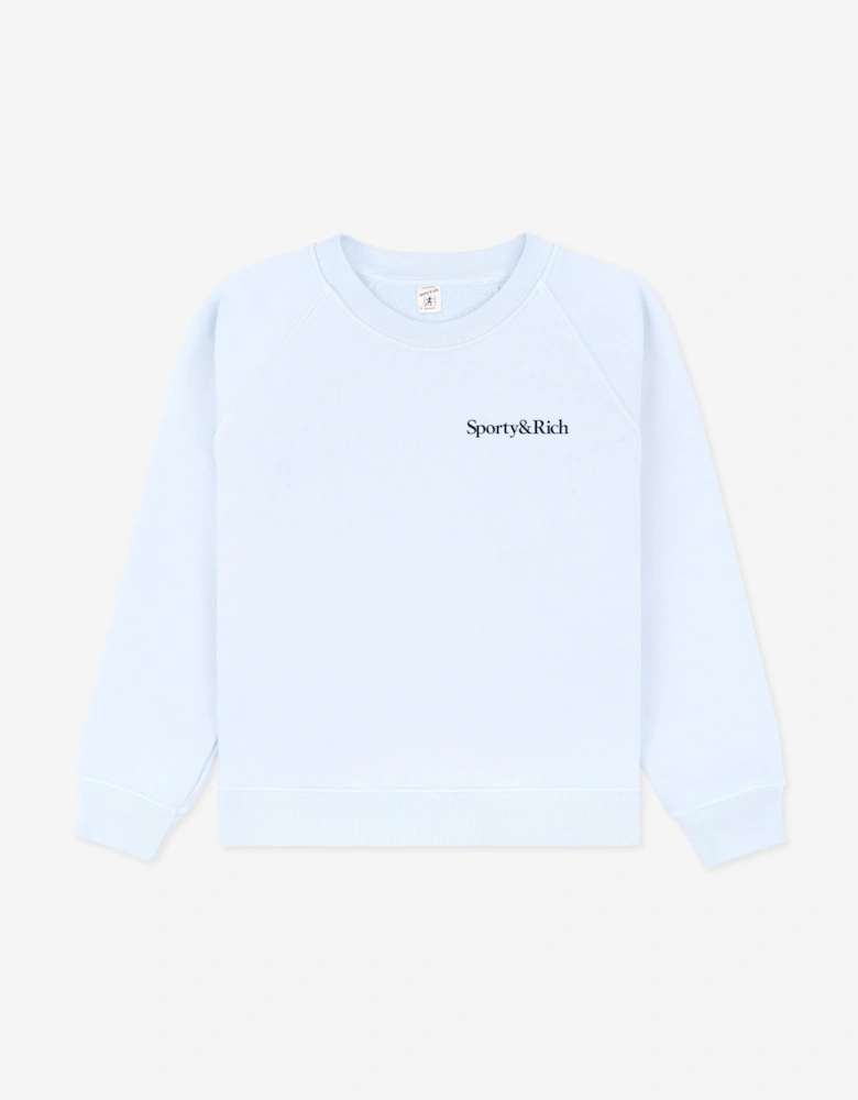 Sporty & Rich Kids Play Tennis Crewneck Sweatshirt in Blue