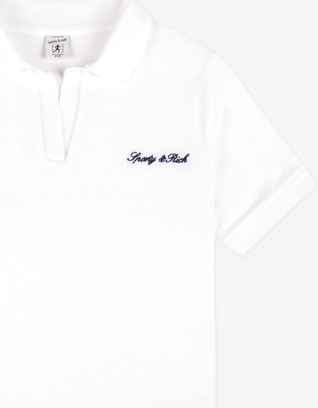Sporty & Rich Kids Signature Logo Terry Polo Shirt in White