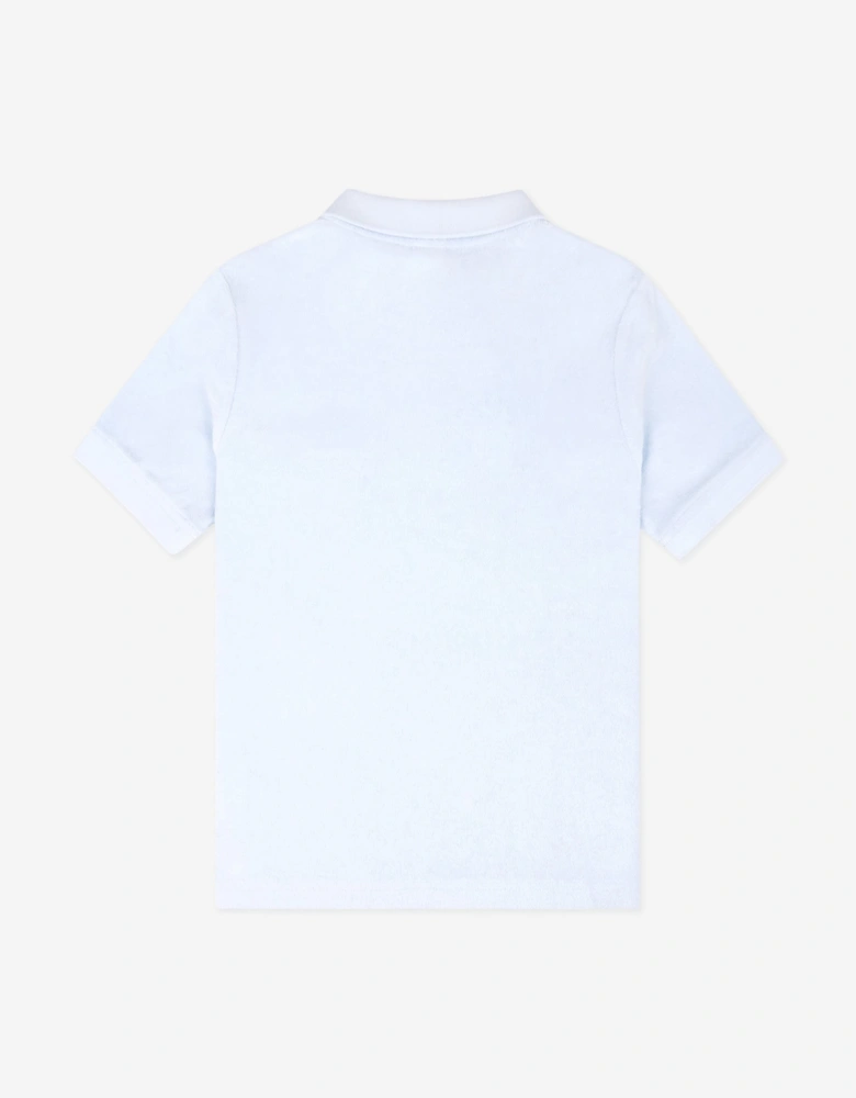 Sporty & Rich Kids Signature Logo Terry Polo Shirt in Blue