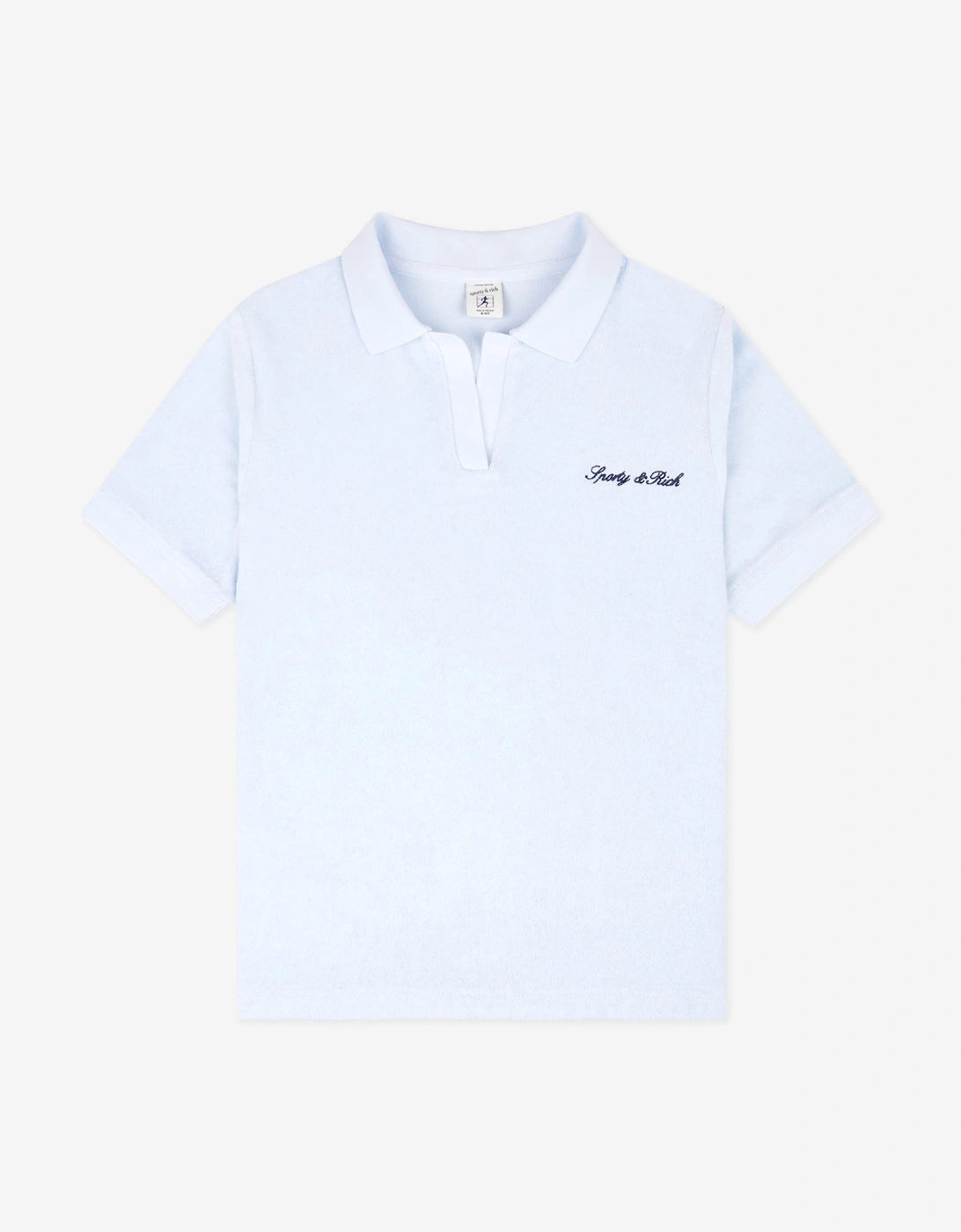 Sporty & Rich Kids Signature Logo Terry Polo Shirt in Blue, 5 of 4