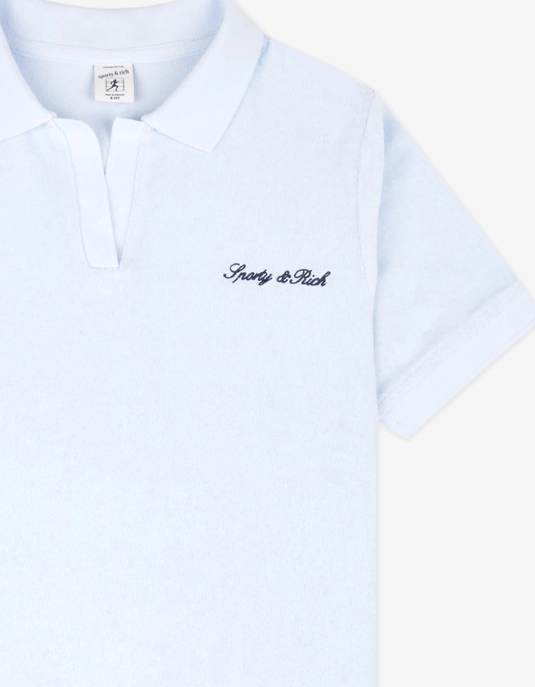 Sporty & Rich Kids Signature Logo Terry Polo Shirt in Blue