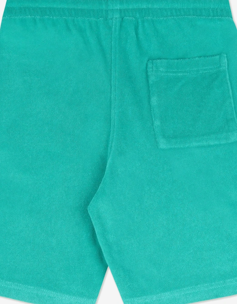 Sporty & Rich Kids Signature Logo Terry Shorts in Green