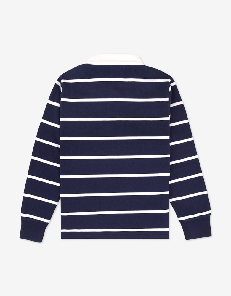 Sporty & Rich Kids Serif Logo Rugby Polo in Navy