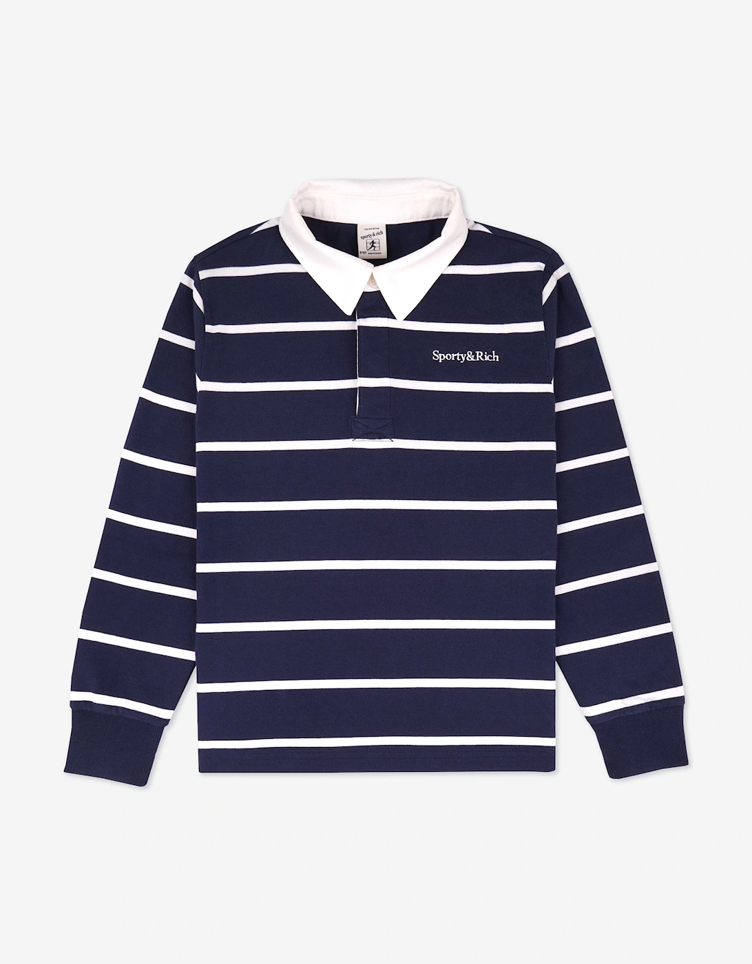 Sporty & Rich Kids Serif Logo Rugby Polo in Navy, 6 of 5