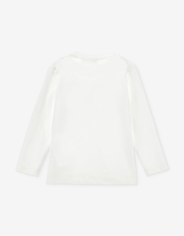 Monnalisa Girls Teddy Bear and Bow T-Shirt in Ivory