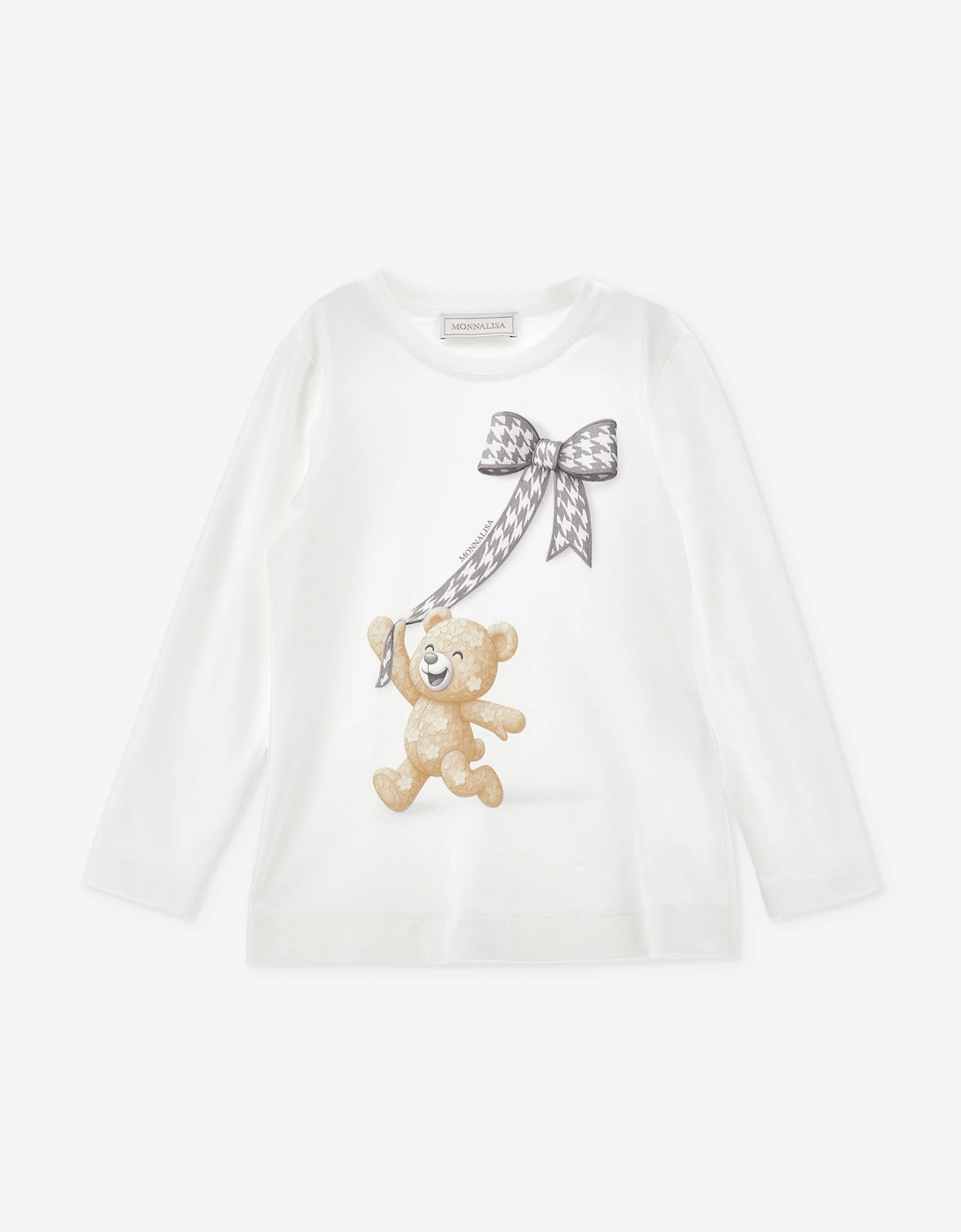 Monnalisa Girls Teddy Bear and Bow T-Shirt in Ivory, 4 of 3