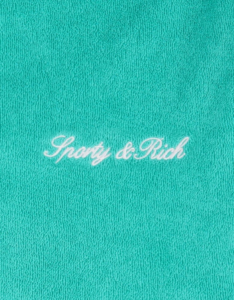 Sporty & Rich Kids Signature Logo Terry Polo Shirt in Green
