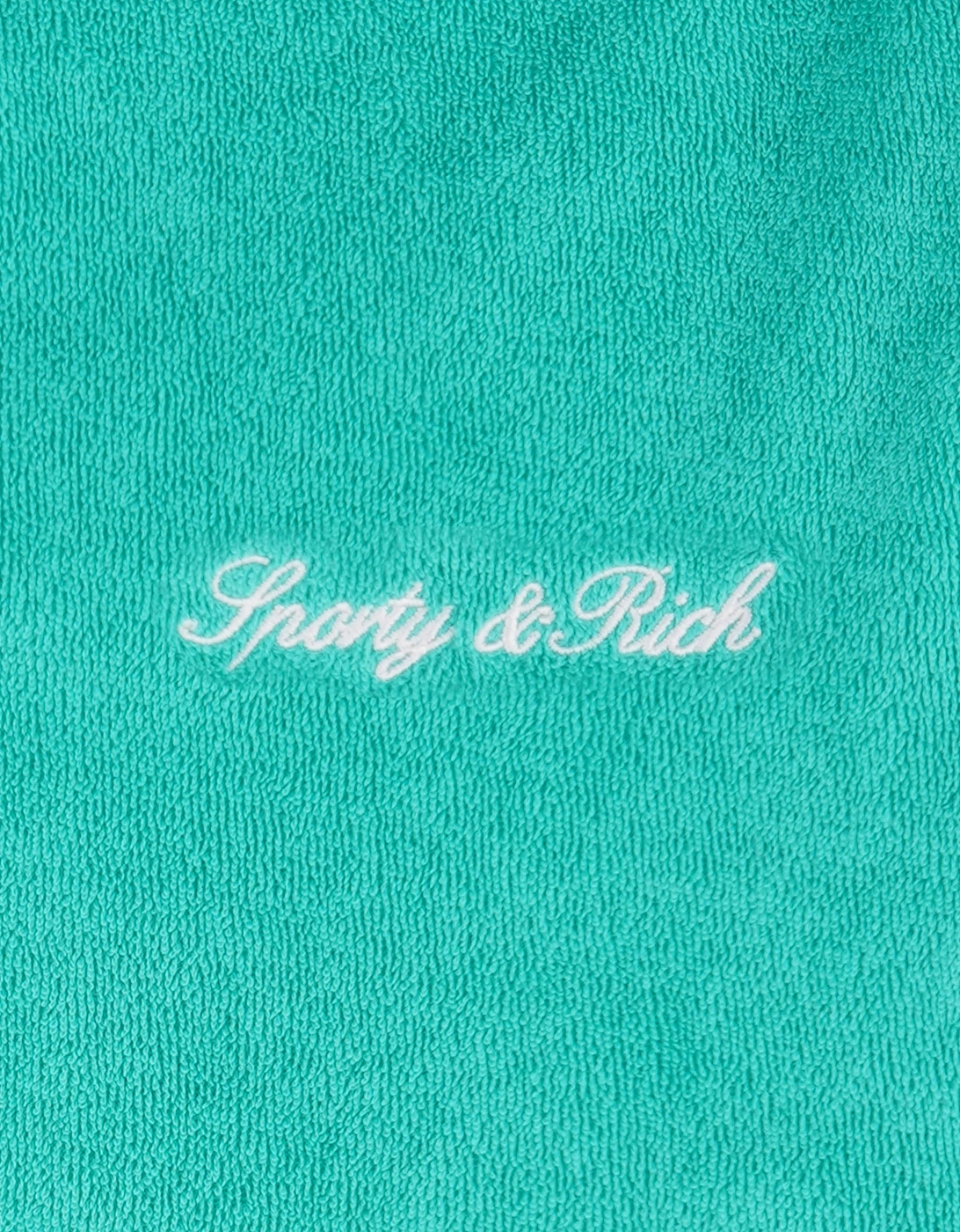 Sporty & Rich Kids Signature Logo Terry Polo Shirt in Green