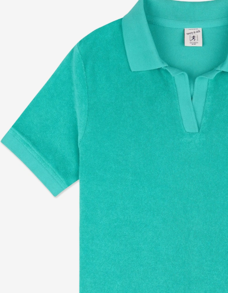 Sporty & Rich Kids Signature Logo Terry Polo Shirt in Green
