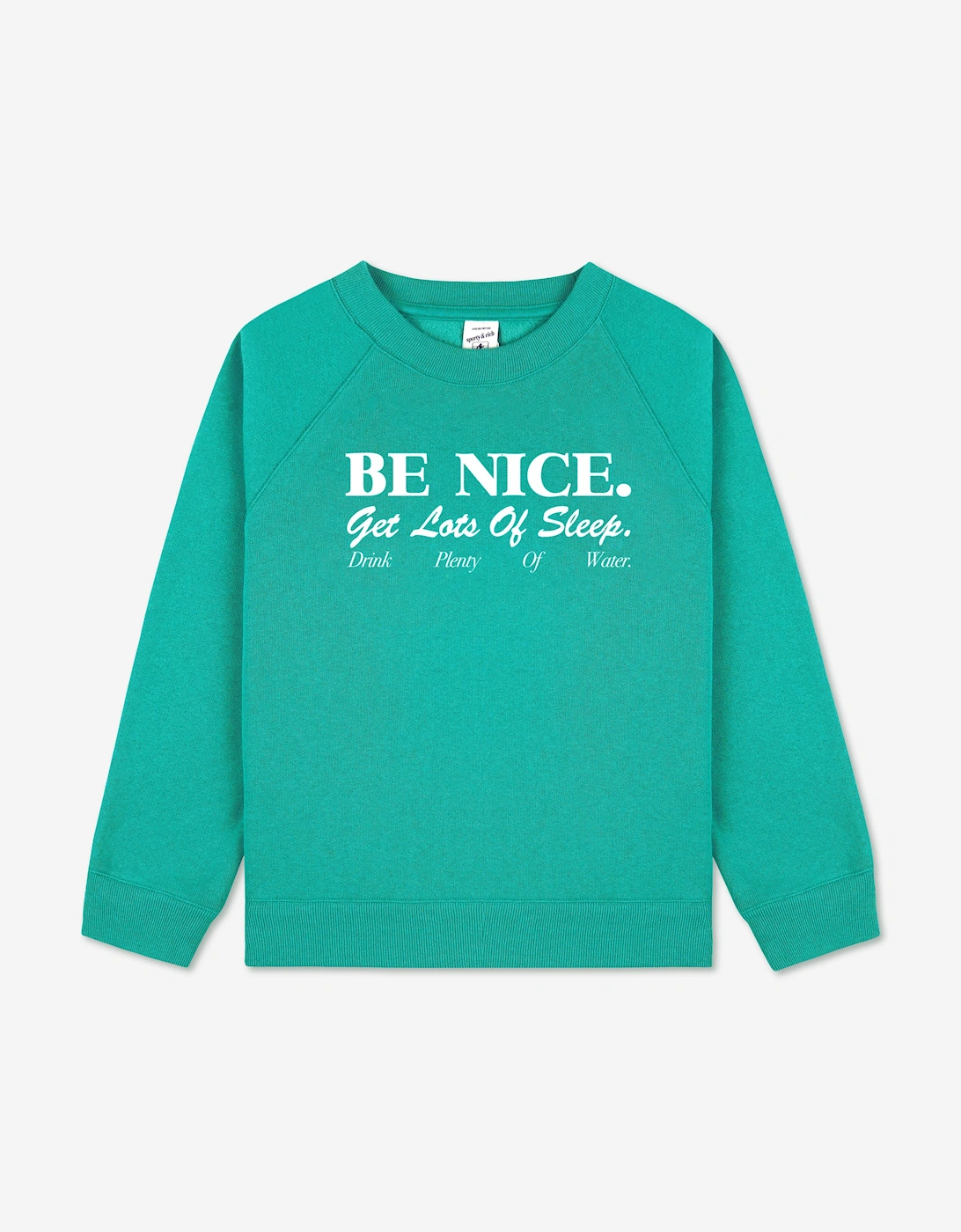 Sporty & Rich Kids Be Nice Crewneck Sweatshirt in Green