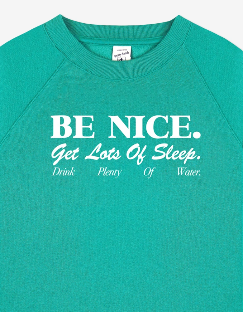 Sporty & Rich Kids Be Nice Crewneck Sweatshirt in Green
