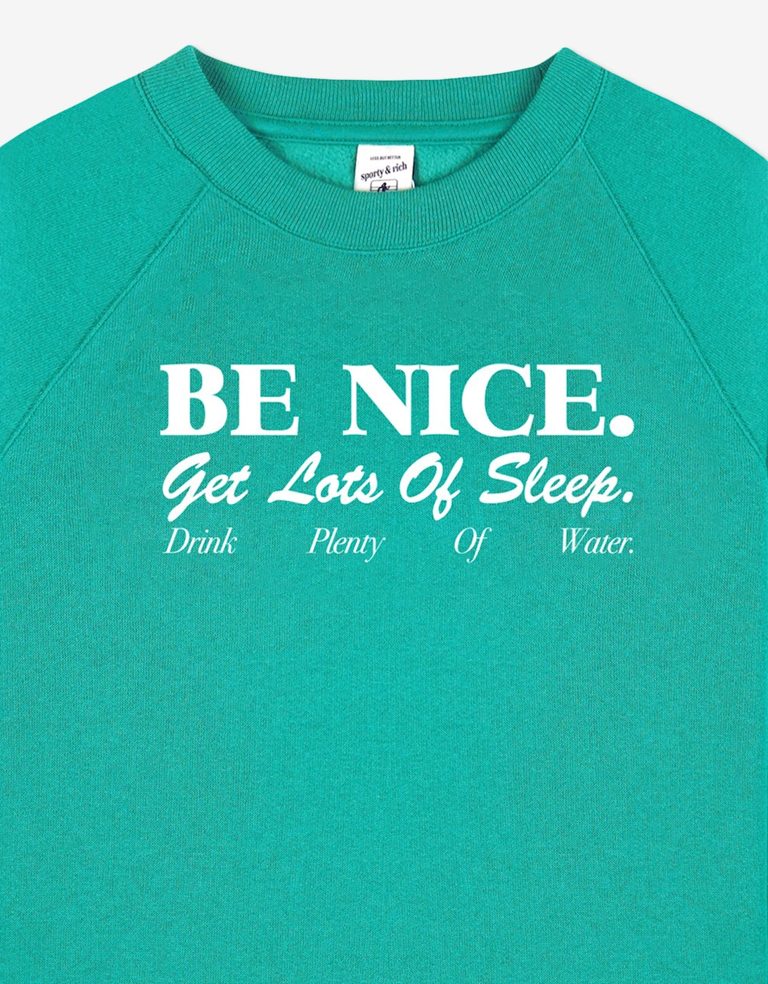 Sporty & Rich Kids Be Nice Crewneck Sweatshirt in Green