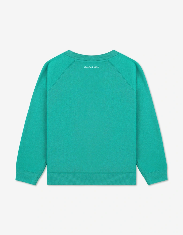 Sporty & Rich Kids Be Nice Crewneck Sweatshirt in Green