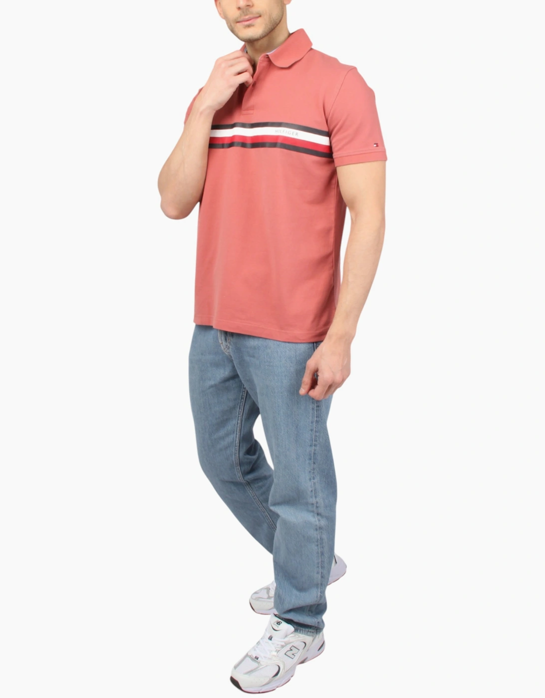 TOMMY HILFIGER Mens Polo Shirts Flag Logo Short Sleeve Cotton Casual New Tee