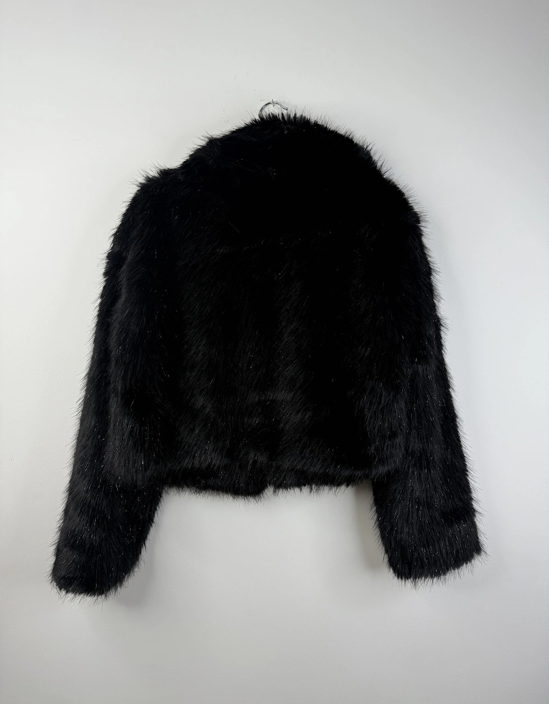 Black Bamboo Sparkle Faux Fur Jacket