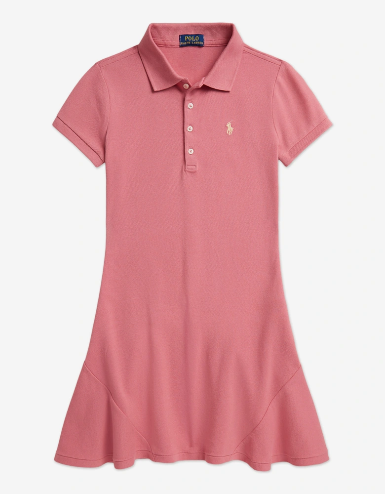 Ralph Lauren Girls Polo Waist Dress in Pink