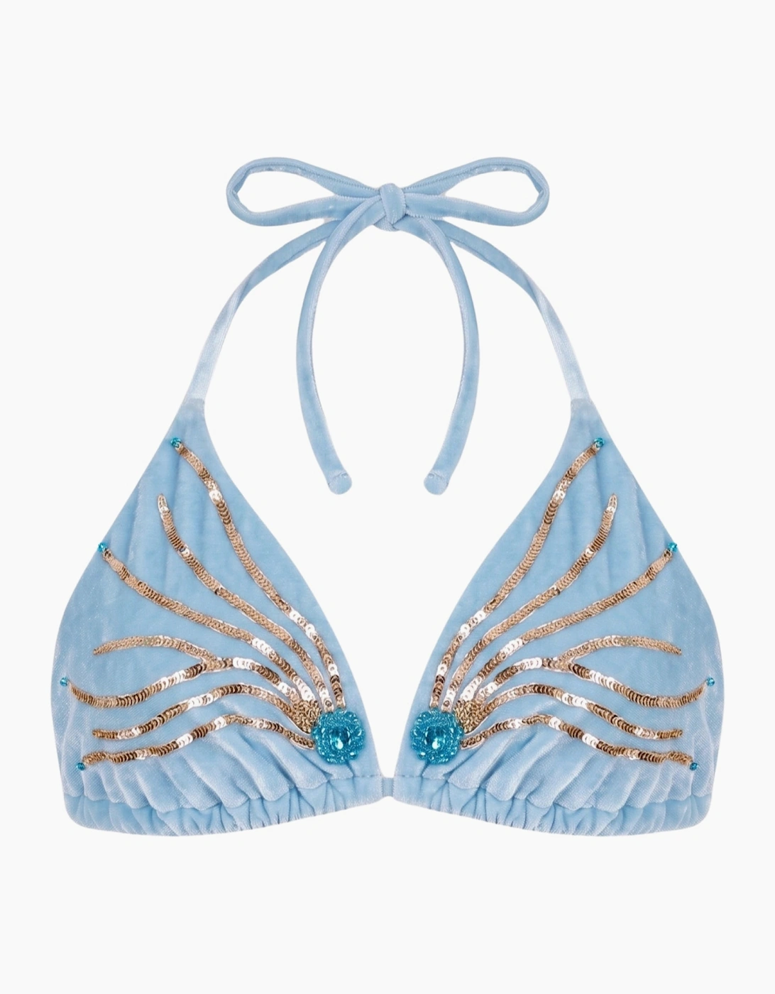 Sky Blue Sunburst Triangle Bikini Top
