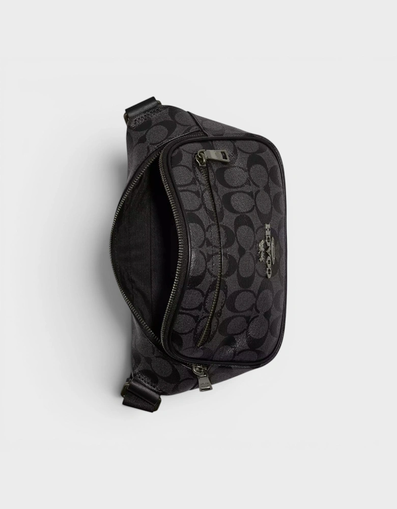 Elias Belt Bag Signature Canvas Charcoal Grey