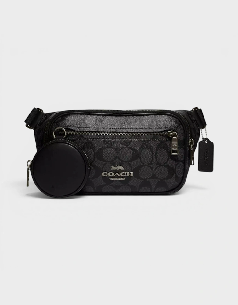 Elias Belt Bag Signature Canvas Charcoal Grey