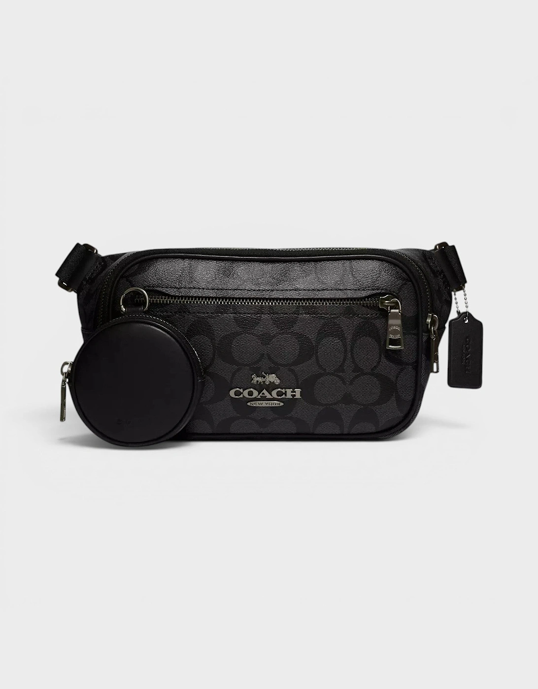 Coach Coach Men's Elias Belt Bag Signature Canvas Charcoal Grey - Black