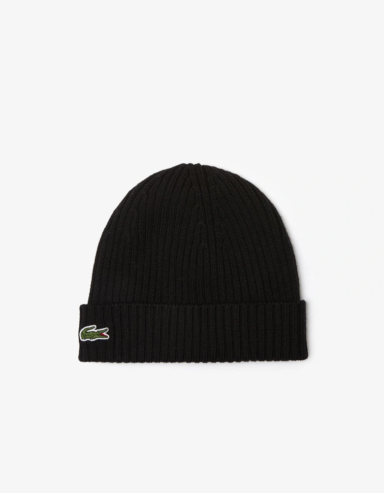 Lacoste Mens Ribbed Beanie - Black 031