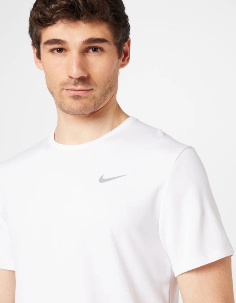Nike Dri Fit Miler Short Sleeve T Shirt in White