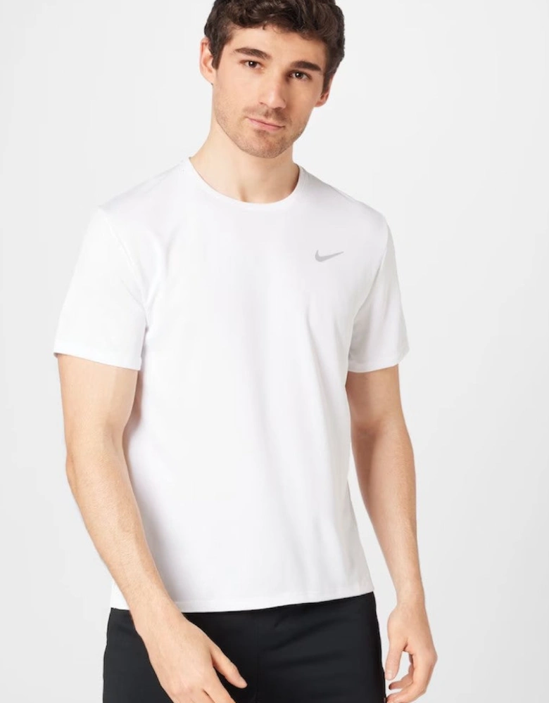 Nike Dri Fit Miler Short Sleeve T Shirt in White