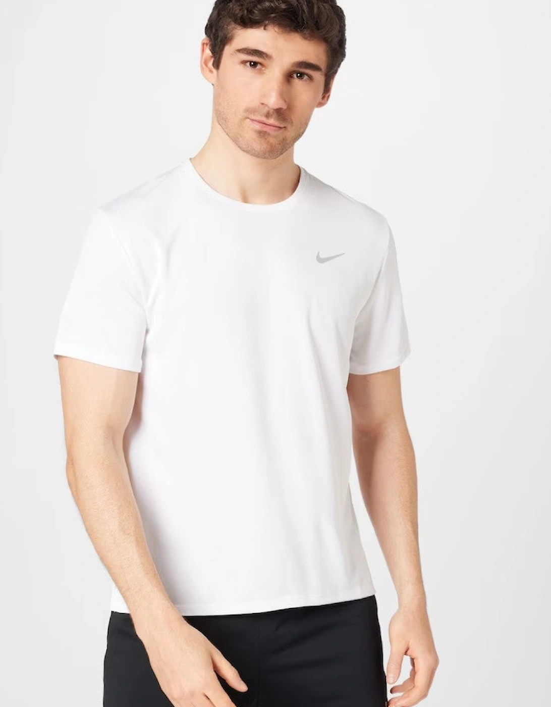 Nike Dri Fit Miler Short Sleeve T Shirt in White