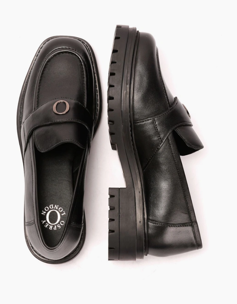 Osprey London The Greenwich Leather Women's Black Loafers