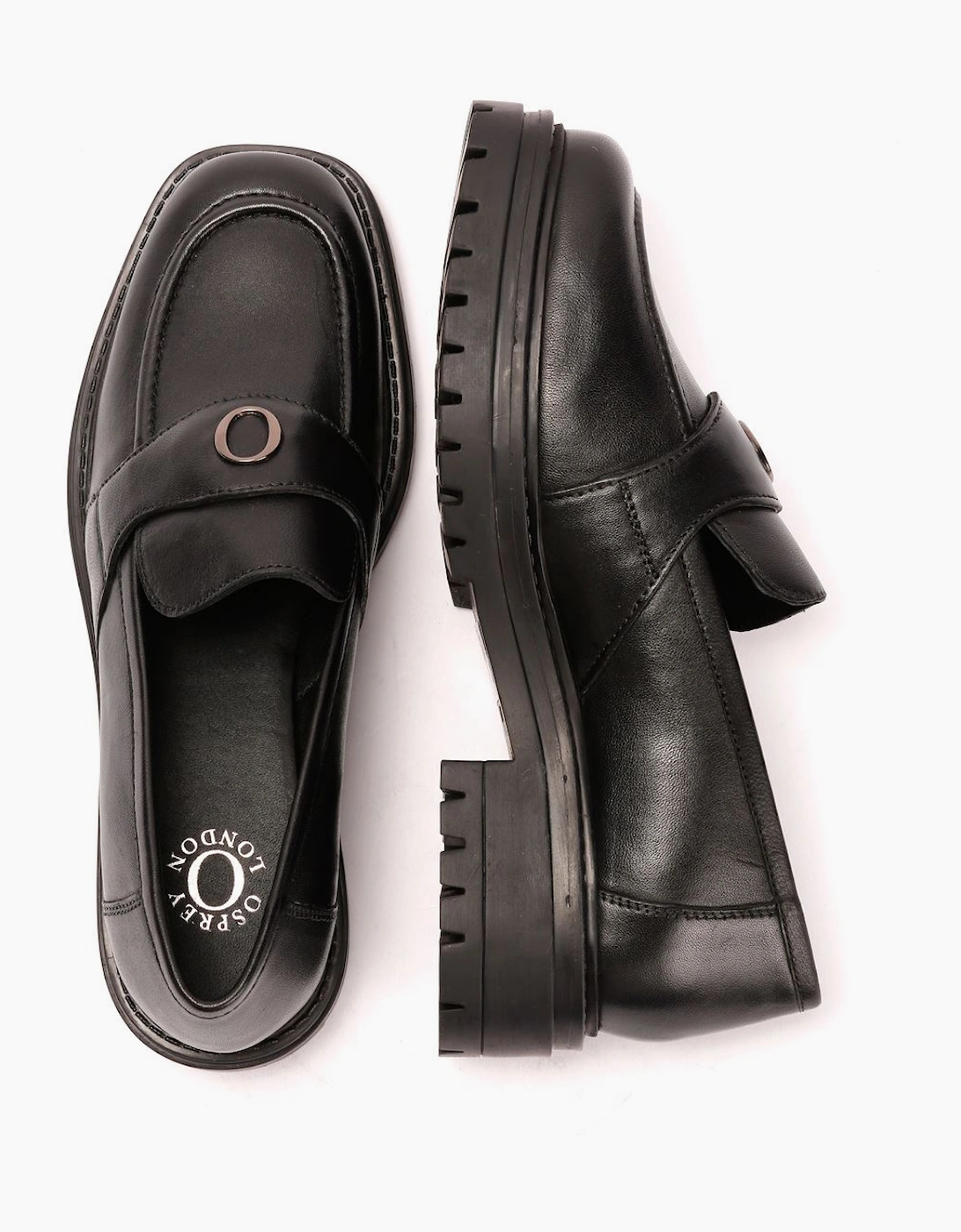 Osprey London The Greenwich Leather Women's Black Loafers