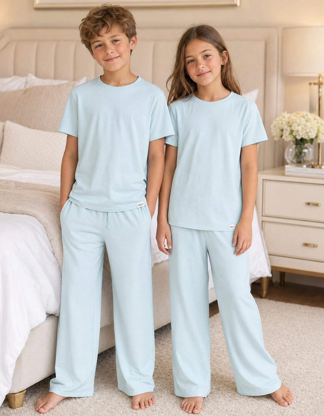 Calmm Kids Short Sleeve Loungewear in Blue, 7 of 6