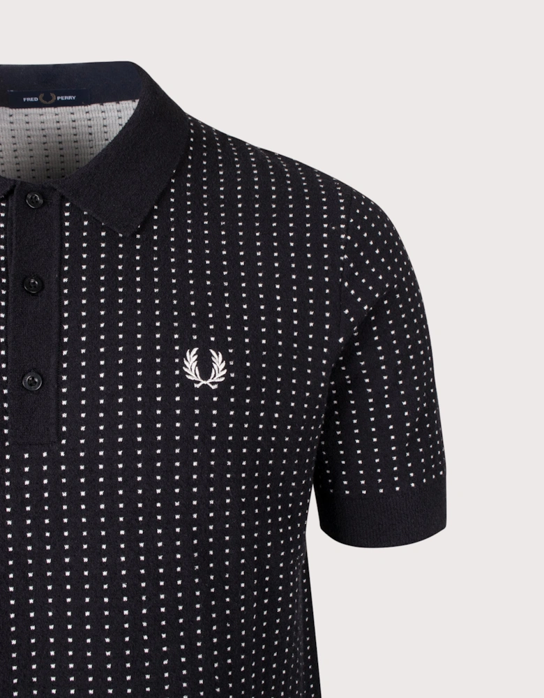 Regular Fit Bouclé Dot Knitted Polo Shirt