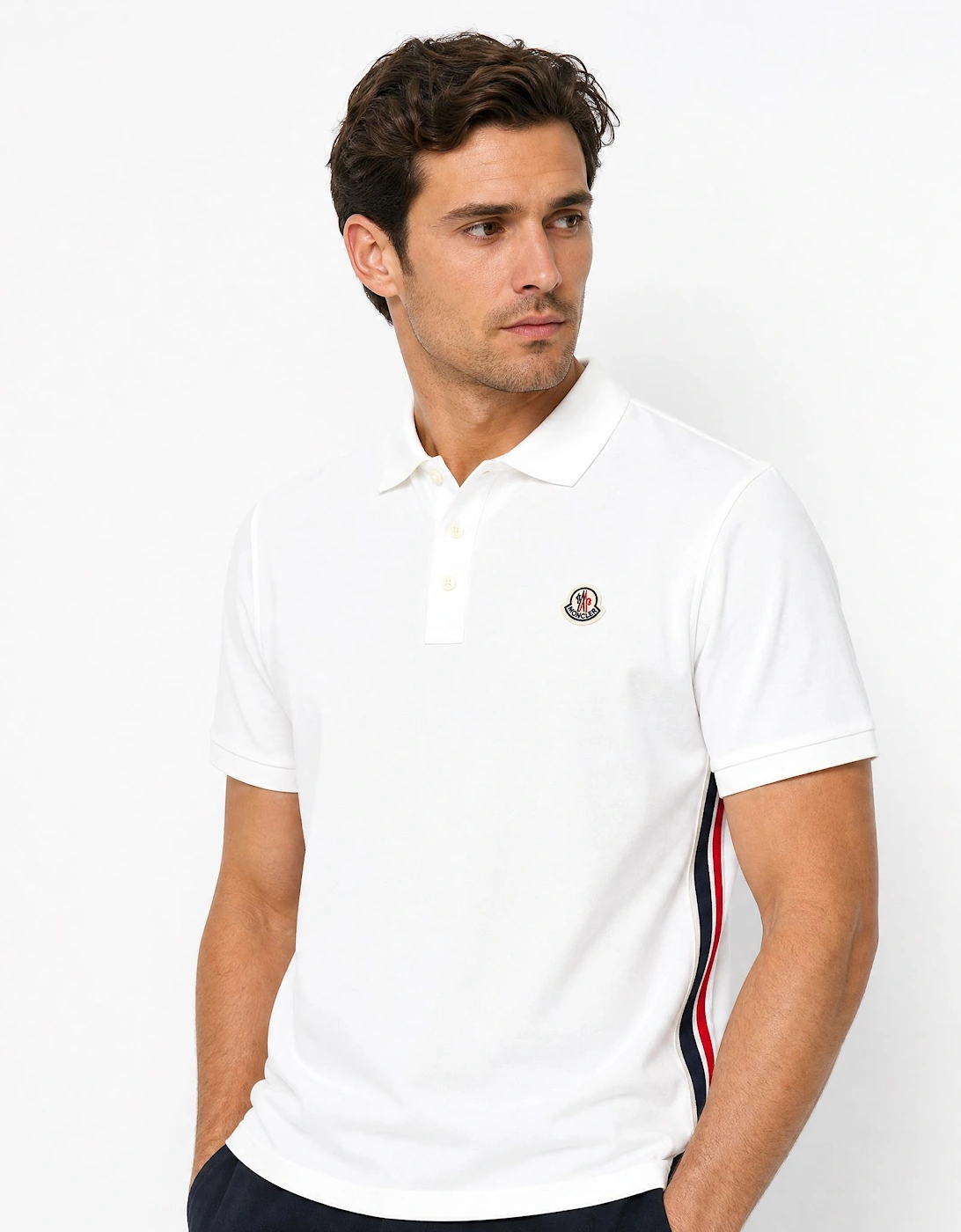 Moncler Logo Patch Polo White