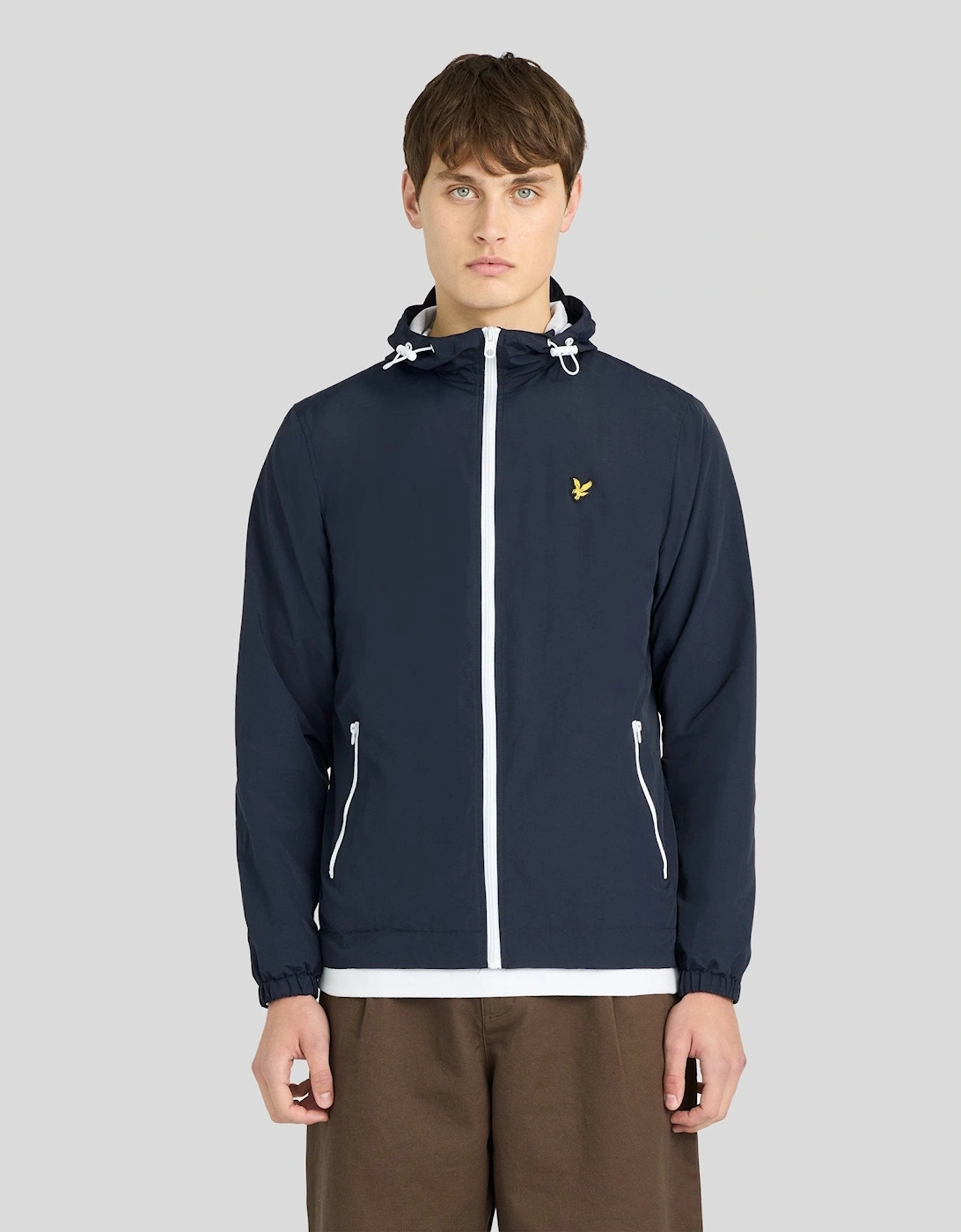 Lyle And Scott Men's Navy Contrast Zip Water Resistant Jacket - Size: 42/Regular