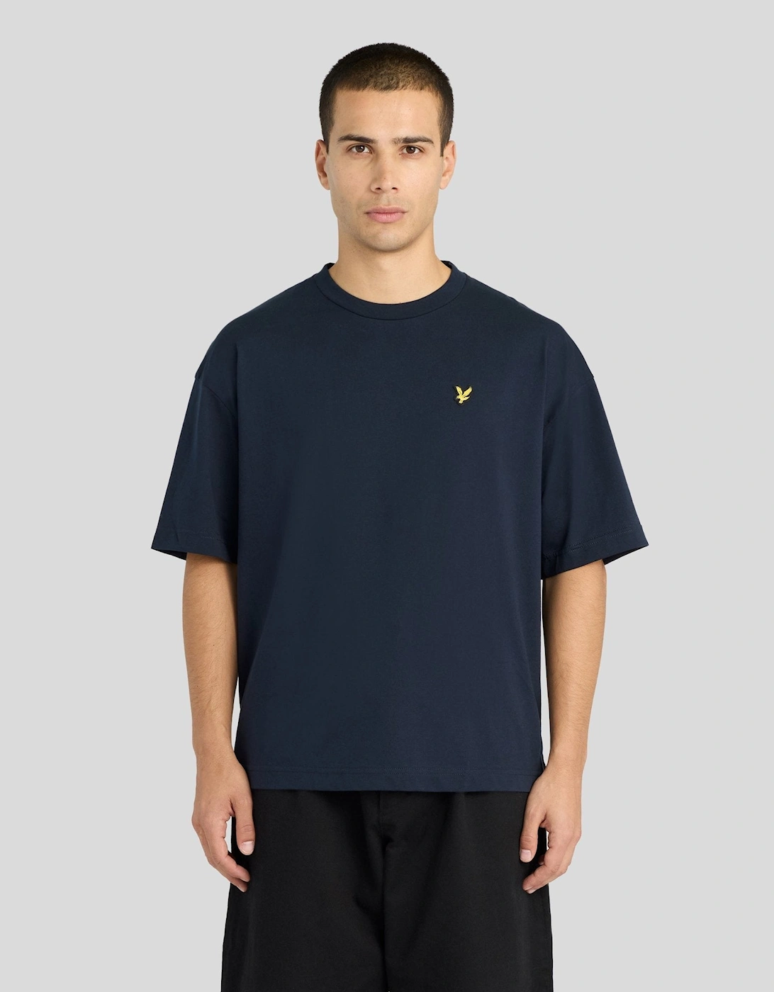 Lyle And Scott Men's Black Boxy Cotton T-Shirt - Size: 40