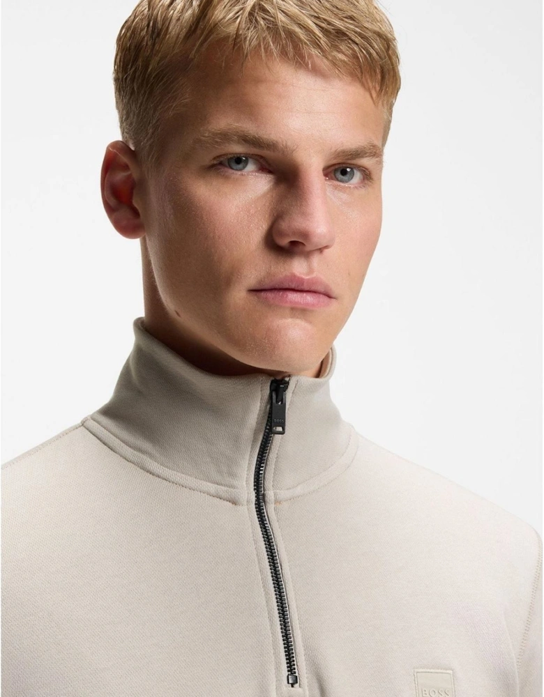 Zip Neck High Collar Long Sleeve Sweatshirt