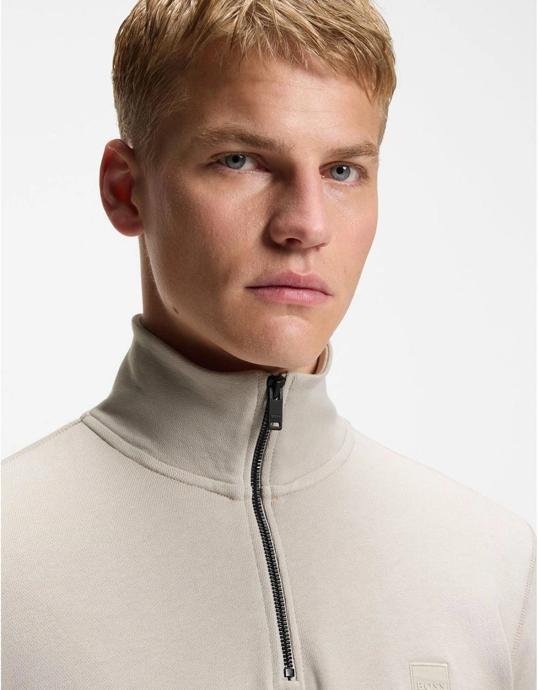 Zip Neck High Collar Long Sleeve Sweatshirt