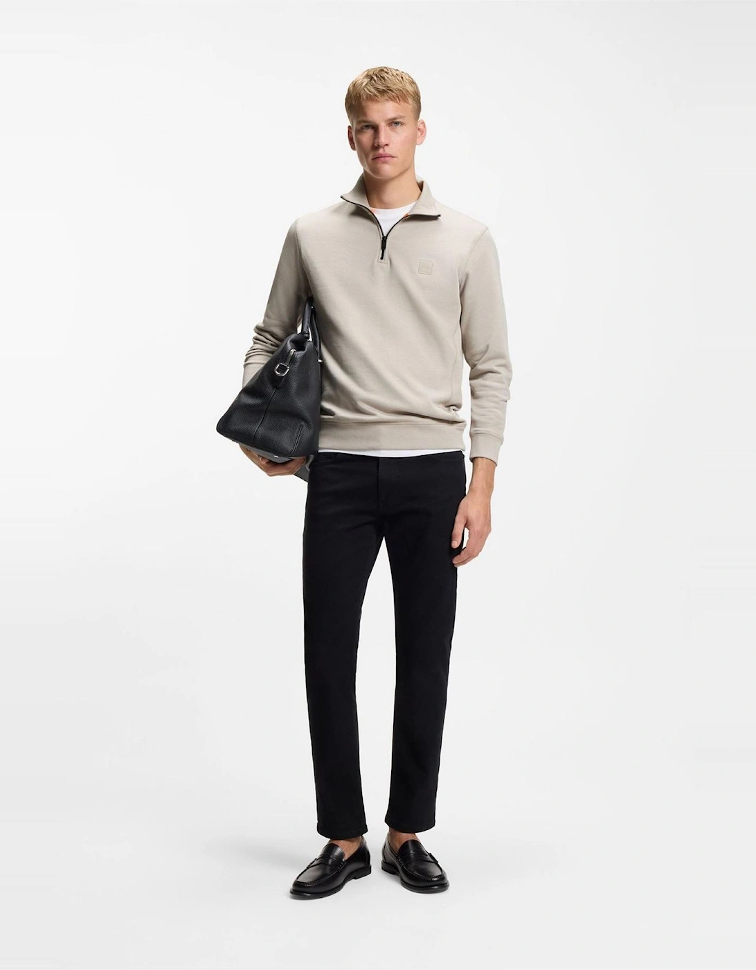 Zip Neck High Collar Long Sleeve Sweatshirt