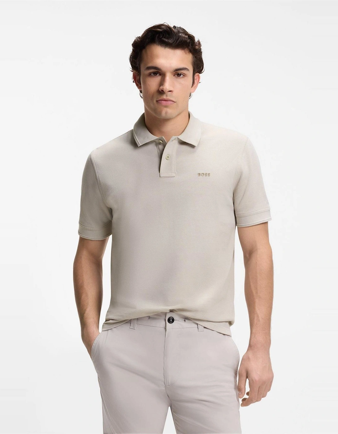 Wordmark Collared Neck Short Sleeve Polo Shirt