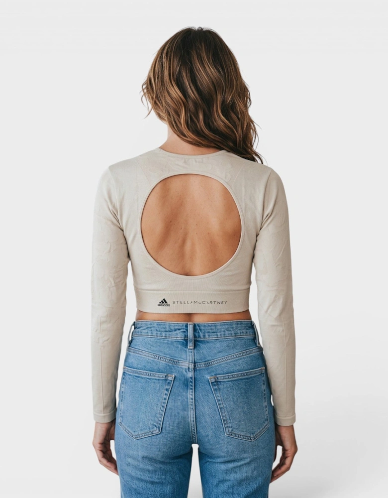 Adidas Truestrength Seamless Long Sleeve Yoga Top Beige