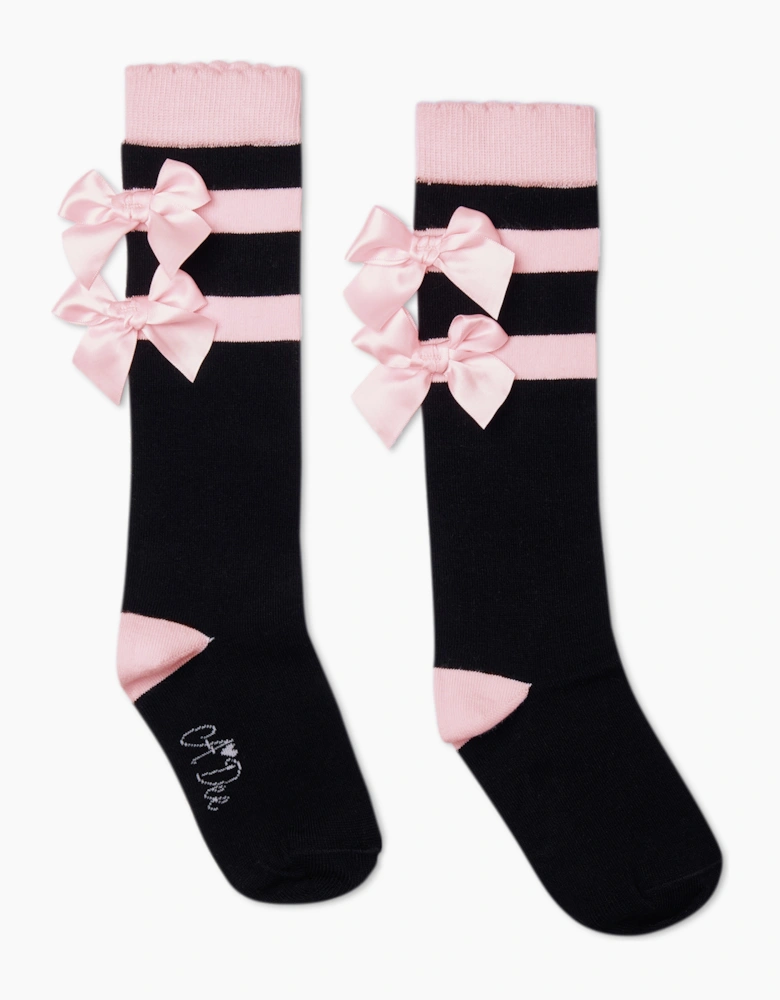 A DEE ASTRID STRIPE AND BOW KNEE HIGH SOCKS W261906